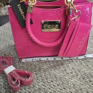 ❤️Bebe Pink Embossed Women's Bag With Card Holder And Crossbody Strap